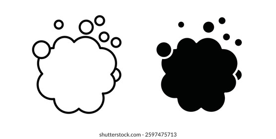 Foam vector icon set black filled and outlined style.