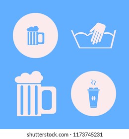 foam vector icons set. with hot coffee, hand washing and beer glass in set