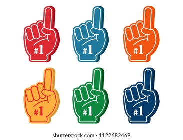 Foam vector. Victory hands symbol. Number one and the best