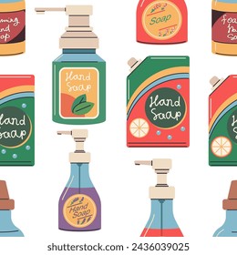 Espumante baño de jabón de mano y cuerpo vector de dibujos animados sin patrón de fondo para papel pintado, envoltura, embalaje y fondo.