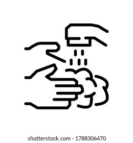 Icono de lavado manual de espuma ilustración vectorial, trayectoria de línea de trazo editable