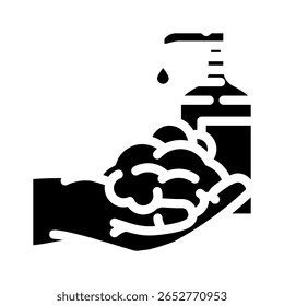 foaming soap hand glyph icon vector. foaming soap hand sign. isolated symbol illustration