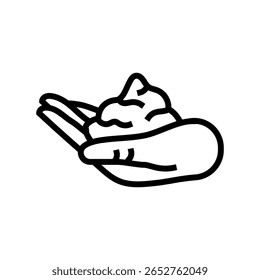 foaming soap hand line icon vector. foaming soap hand sign. isolated contour symbol black illustration