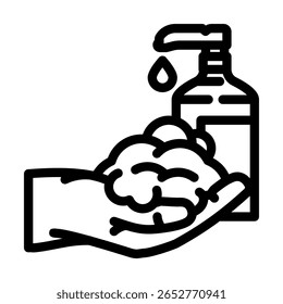 foaming soap hand line icon vector. foaming soap hand sign. isolated contour symbol black illustration