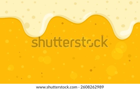 Foamy beer background with golden bubbles. Refreshing drink texture.