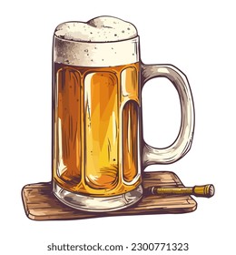 Foamy beer, cheers icon isolated