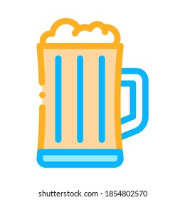 Foamy Beer Cup Icon Vector. Outline Foamy Beer Cup Sign. Color Isolated Contour Symbol Illustration