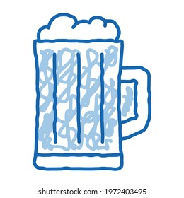 Foamy Beer Cup sketch icon vector. Hand drawn blue doodle line art Foamy Beer Cup sign. isolated symbol illustration