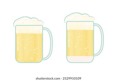 Foamy beer glass mug with handle