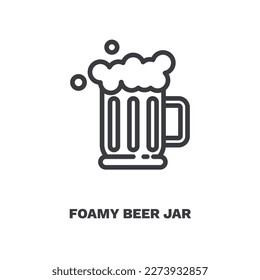 foamy beer jar icon. Thin line foamy beer jar icon from restaurant collection. Outline vector isolated on white background. Editable foamy beer jar symbol can be used web and mobile