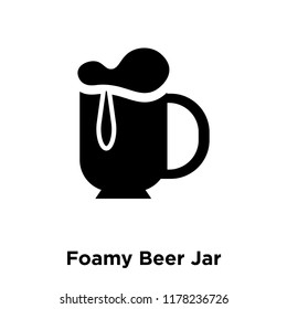 Foamy Beer Jar icon vector isolated on white background, logo concept of Foamy Beer Jar sign on transparent background, filled black symbol