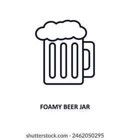 foamy beer jar outline icon.  Thin line icon from bistro and restaurant collection. Editable vector isolated on white background