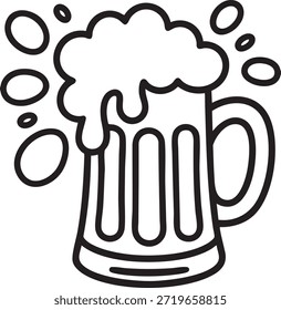 Taza de cerveza espumosa con burbujas