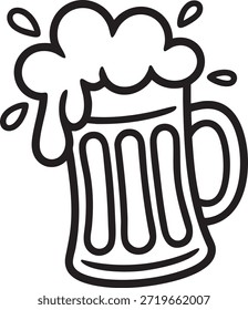 Taza de cerveza espumosa con la cabeza desbordante