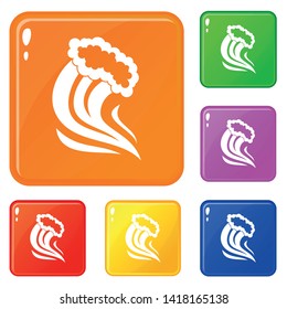 Foamy splash icons set collection vector 6 color isolated on white background