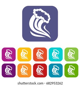 Foamy splash icons set vector illustration in flat style in colors red, blue, green, and other