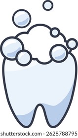 A foamy tooth illustration representing brushing teeth and dental hygiene
