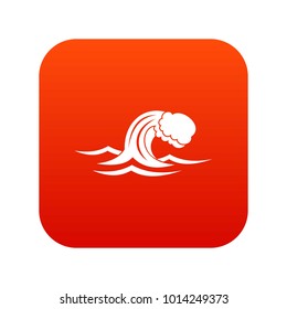 Foamy wave icon digital red for any design isolated on white vector illustration