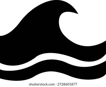 Icono de onda espumosa, que muestra el agua del mar del océano con espuma blanca y movimiento. Ideal para temas de playa, brecha de ballena, cresta espumosa, onda turbulenta, diseño marino, App de Clima, gráficos de viaje, infografías.