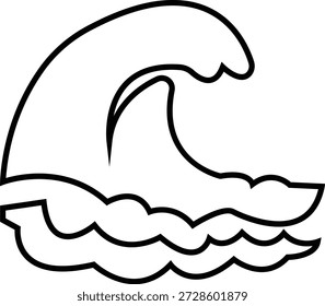 Icono de onda espumosa, que muestra el agua del mar del océano con espuma blanca y movimiento. Ideal para temas de playa, brecha de ballena, cresta espumosa, onda turbulenta, diseño marino, App de Clima, gráficos de viaje, infografías.