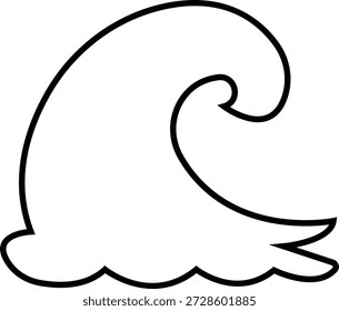 Icono de onda espumosa, que muestra el agua del mar del océano con espuma blanca y movimiento. Ideal para temas de playa, brecha de ballena, cresta espumosa, onda turbulenta, diseño marino, App de Clima, gráficos de viaje, infografías.