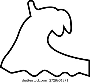 Icono de onda espumosa, que muestra el agua del mar del océano con espuma blanca y movimiento. Ideal para temas de playa, brecha de ballena, cresta espumosa, onda turbulenta, diseño marino, App de Clima, gráficos de viaje, infografías.