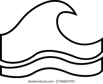 Icono de onda espumosa, que muestra el agua del mar del océano con espuma blanca y movimiento. Ideal para temas de playa, brecha de ballena, cresta espumosa, onda turbulenta, diseño marino, App de Clima, gráficos de viaje, infografías.