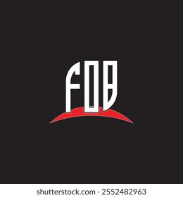 Diseño del logotipo de la letra FOB con el fondo blanco en ilustrador, fuente moderna del alfabeto del logotipo del Vector