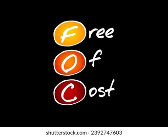 FOC - Free Of Cost acronym, business concept background