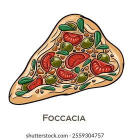 Focaccia is a soft, flat Italian bread, typically topped with herbs, olive oil, and salt.