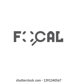 FOCAL letter logo, simple logo design and only lines. with C search icon and O scanner.