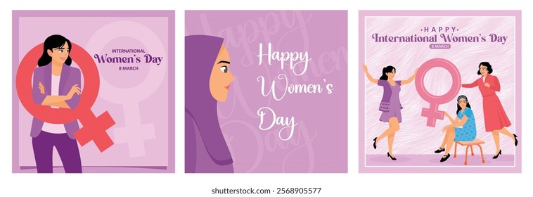 A focal point in the women's rights movement. Celebration of Women's Day, March 8. A group of women celebrating International Women's Day. Women's History Month 2025 concept. 