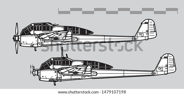 Focke Wulf Fw 189 Uhu Outline Stock Vector Royalty Free 1479107198