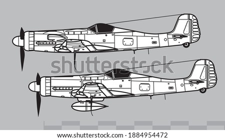 Focke-Wulf Ta 152. Vector drawing of World War 2 high-altitude interceptor. Side view. Image for illustration and infographics. 