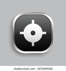 Fokus 3 Füllsymbol-Design. Glossy Button-Stil, abgerundetes Rechteck einzeln auf grauem Hintergrund. Vektorgrafik
