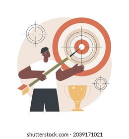 Focus abstract concept vector illustration. Training concentration, focus on success, defined business goal, orientation on target, center of attention, focal point, spotlight abstract metaphor.