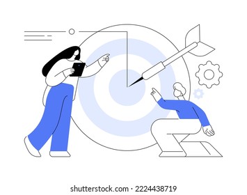 Focus abstract concept vector illustration. Training concentration, focus on success, defined business goal, orientation on target, center of attention, focal point, spotlight abstract metaphor.