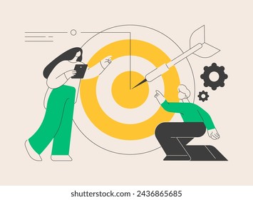 Focus abstract concept vector illustration. Training concentration, focus on success, defined business goal, orientation on target, center of attention, focal point, spotlight abstract metaphor.