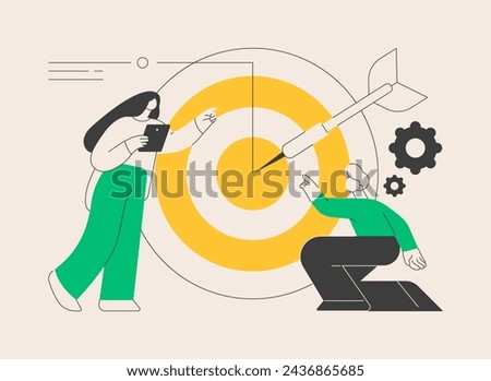 Focus abstract concept vector illustration. Training concentration, focus on success, defined business goal, orientation on target, center of attention, focal point, spotlight abstract metaphor.