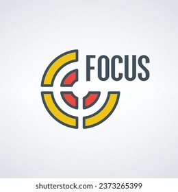 Fokussieren Sie das Aim-Symbol im flachen Design. Zielfokussierende Abbildung. Stock-Vektorgrafik einzeln auf weißem Hintergrund.