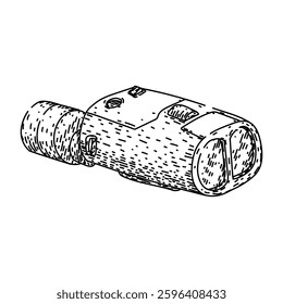 focus binoculars hand drawn. prism field, view range, coating waterproof focus binoculars vector sketch. isolated black illustration