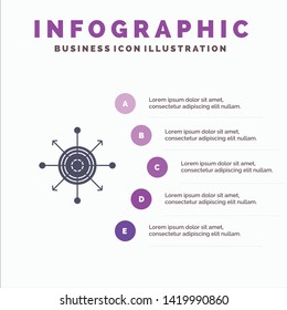 Focus, Board, Dart, Arrow, Target Solid Icon Infographics 5 Steps Presentation Background