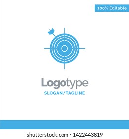Focus, Board, Dart, Arrow, Target Blue Solid Logo Template. Place for Tagline