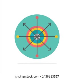 Focus, Board, Dart, Arrow, Target Abstract Circle Background Flat color Icon