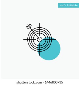 Focus, Board, Dart, Arrow, Target turquoise highlight circle point Vector icon