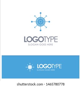 Focus, Board, Dart, Arrow, Target Blue Solid Logo with place for tagline. Vector Icon Template background