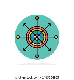 Focus, Board, Dart, Arrow, Target Abstract Circle Background Flat color Icon. Vector Icon Template background