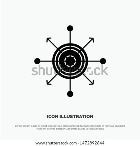 Focus, Board, Dart, Arrow, Target solid Glyph Icon vector