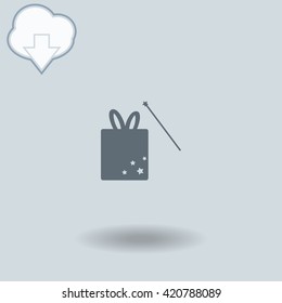 Focus box icon with shadow. Cloud of download with arrow.