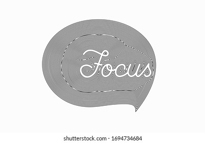 Focus Calligraphic Line art Text Poster vector illustration Design.